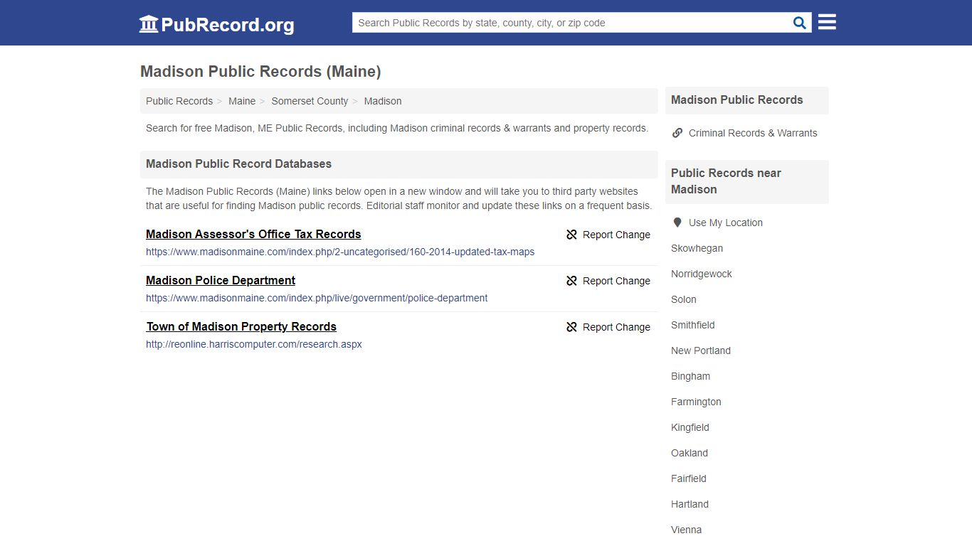 Free Madison Public Records (Maine Public Records)